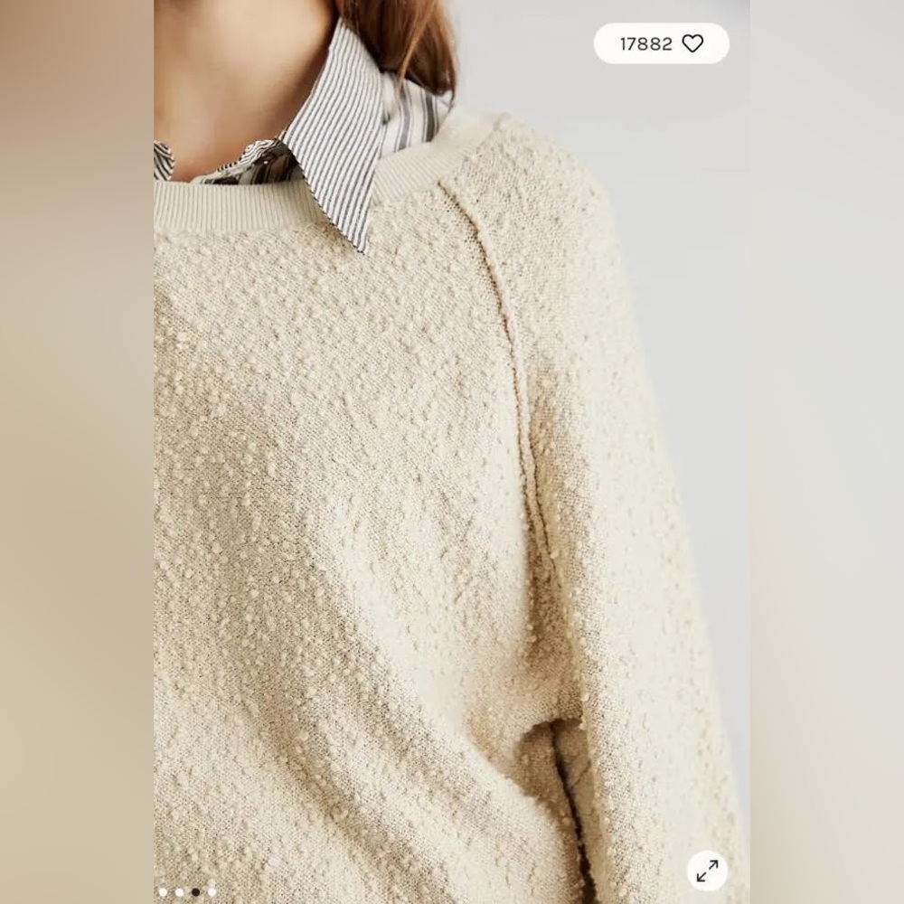 Free People Found My Friend Pullover Cream Oversized Sweater XS - Picture 10 of 16